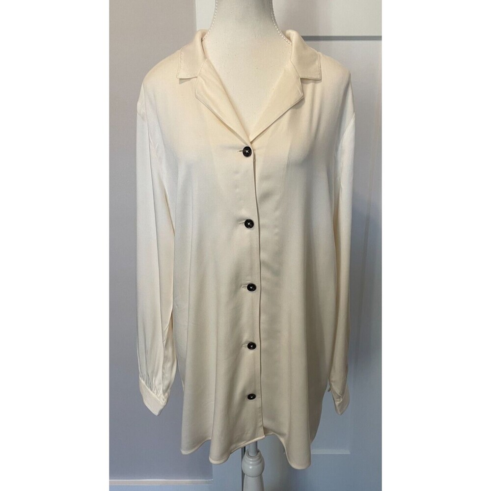 SOFT SURROUNDINGS Womens Button TOP Long Sleeve IVORY Keystone Size XL  NWT